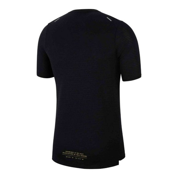 Nike Rise 365 Trail Running Mesh Knit Dri-FIT Short Sleeve Top Black DJ0600-010 - Picture 3 of 8